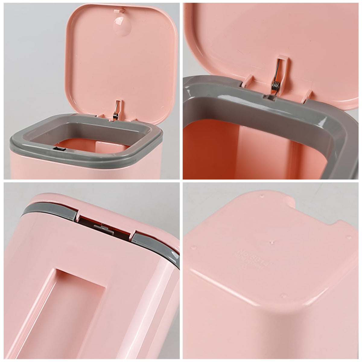 Yesdate Mini Desk Trash Can Press Type Lid, 2 L/0.5 Gallon Tiny Countertop Waste Basket, Plastic Covered Garbage Bin for Desk Top, Pink
