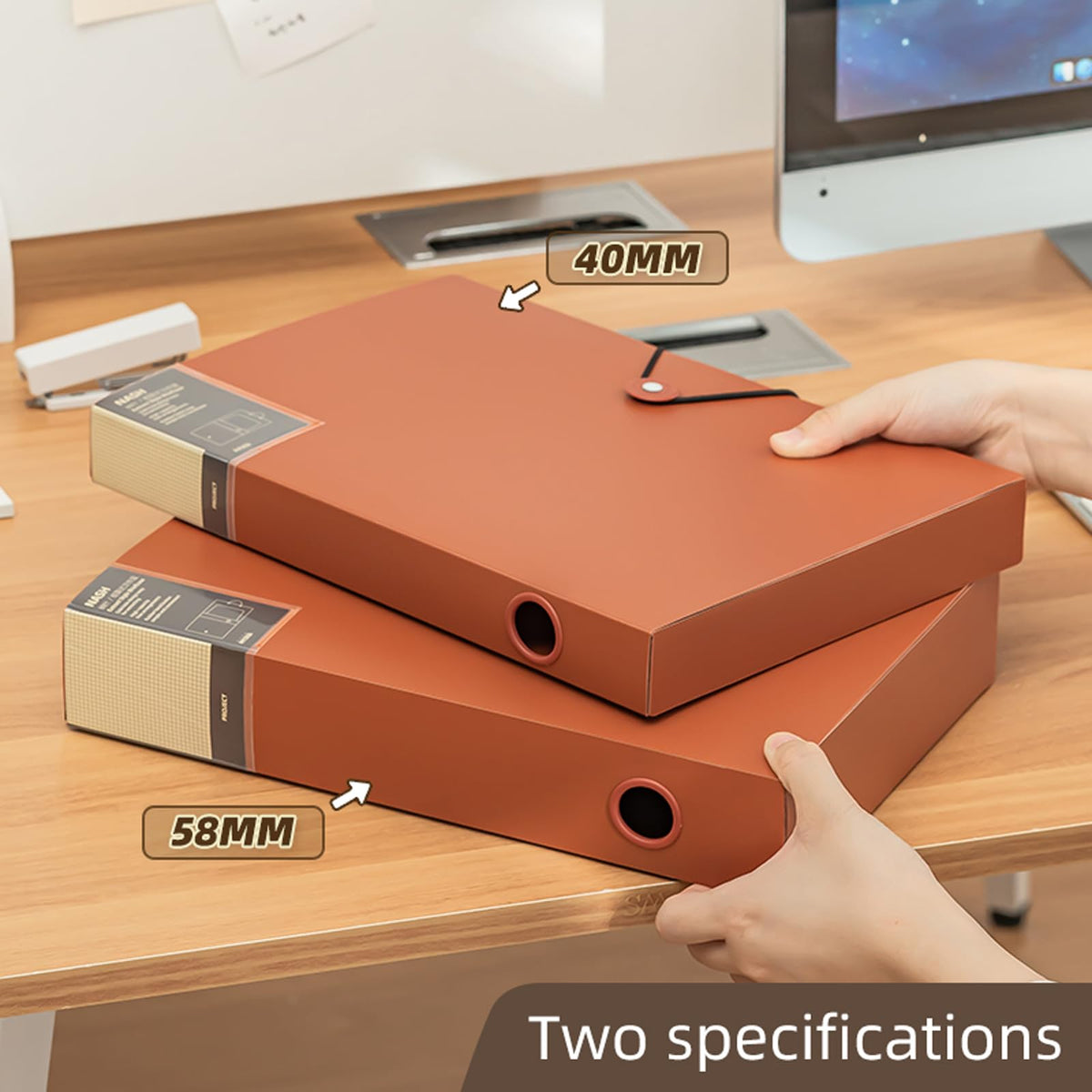 TNDCKP A4 Storage File Boxes Plastic Archives Cases with Lid, File Folder Organizer Document Filing Box for office,home,school (1, 40mm width)
