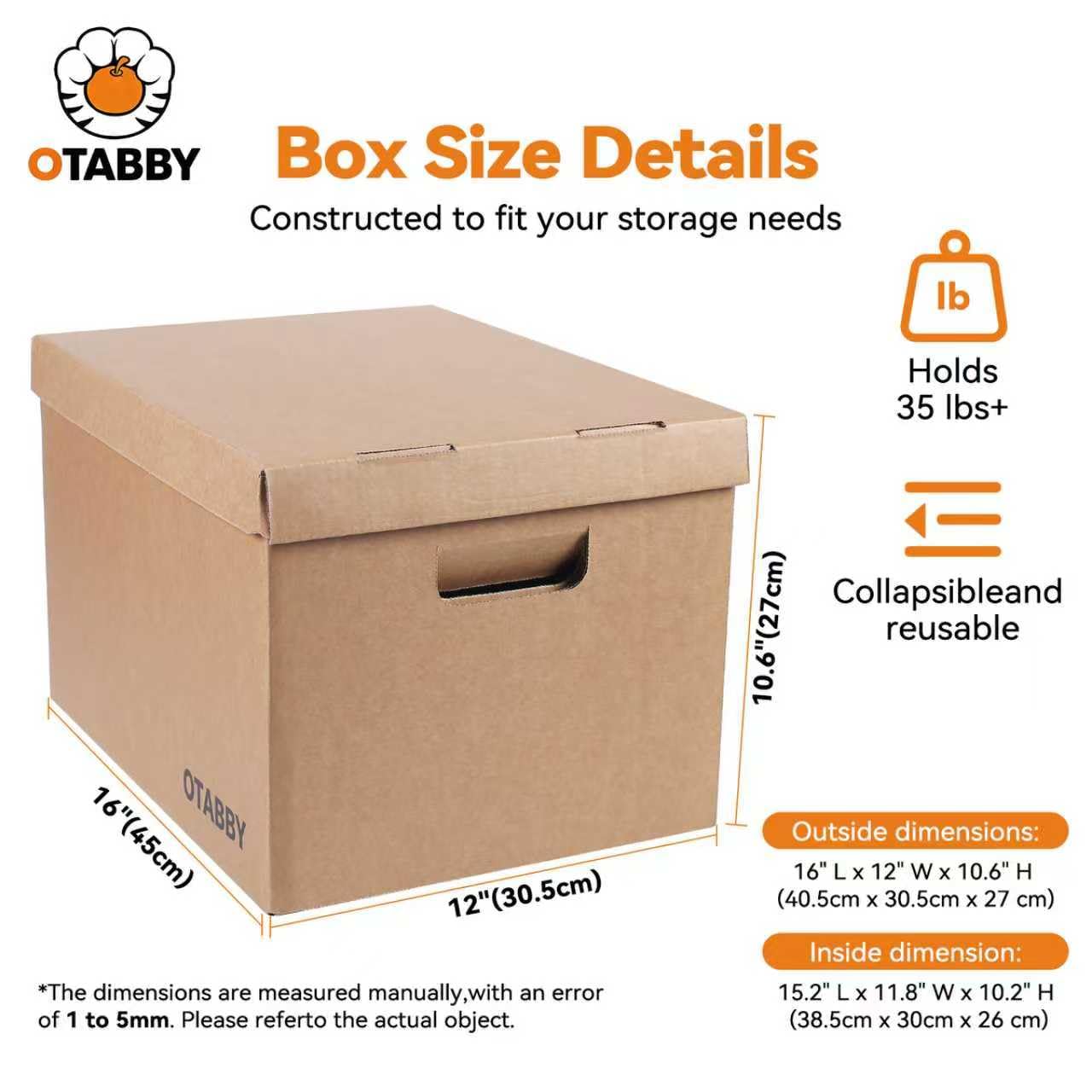 Archival Storage Boxes (8-Pack) - Extra Strong 3-Ply Side Walls, Heavy-Duty Kraft Board, Ready-To-Assemble with Handles and Lids for Files and Photo Storage, Legal/Letter Size 12x16x10 Inches