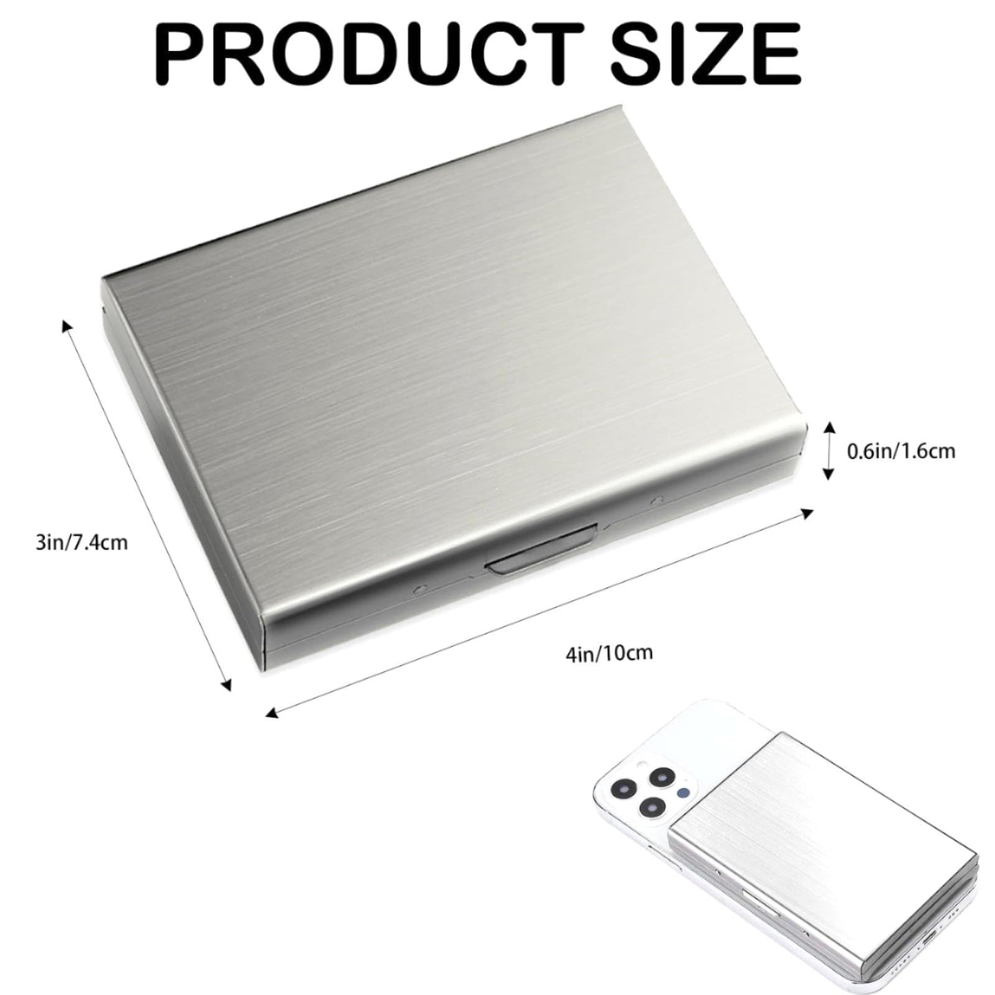 Portable Hard Case Cardholder, RFID Blocking Metal Card Holder - Slim Credit Card Wallet Protector for Men & Women, Holds 12 Cards Gift Box Packaging (Metallic Silver)