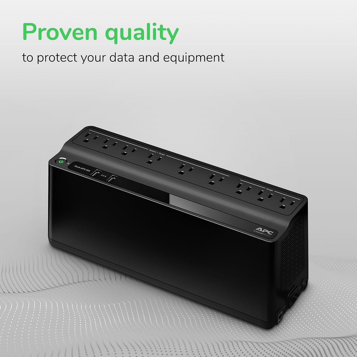 APC Back-UPS 850VA / 450W UPS Battery Backup & Surge Protector, 9 Outlets, Type A Charger, BE850G2 Uninterruptible Power Supply for Home Office & Computer