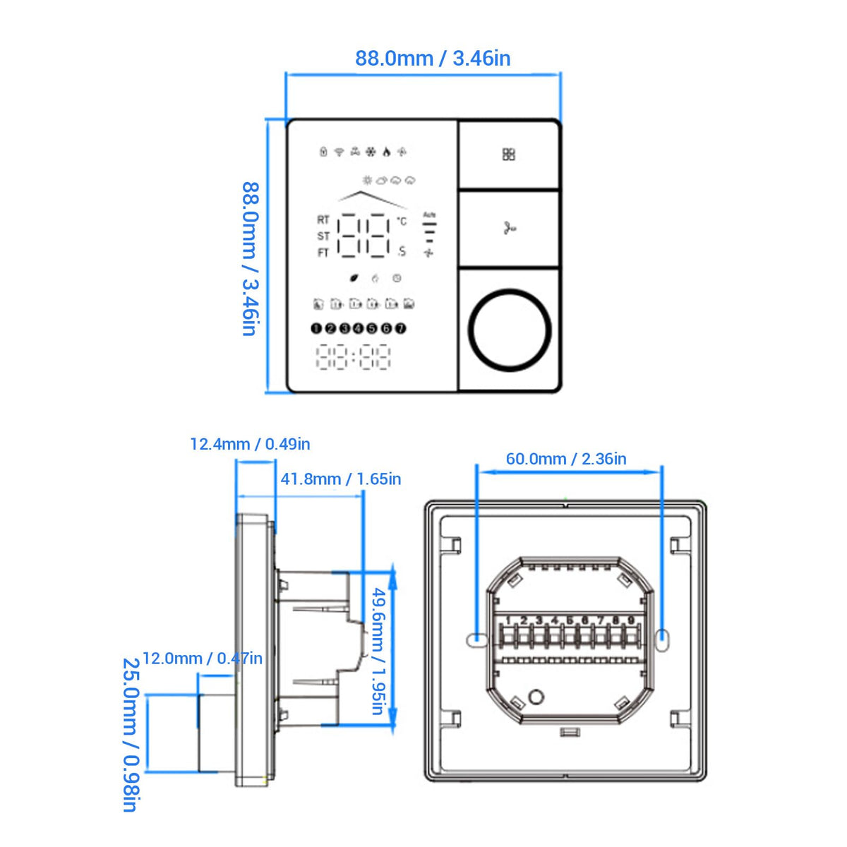 YUEHISY Smart Thermostat, WiFi Temperature Controller Panel 16A, APP Remote Scheduling, Programmable, IP20 Rated, for Home, Hotel, Office