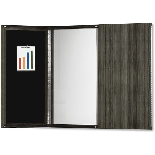 Safco Medina Presentation Board with Dry Erase Center Panel, 65" x 75" Gray Steel Laminate