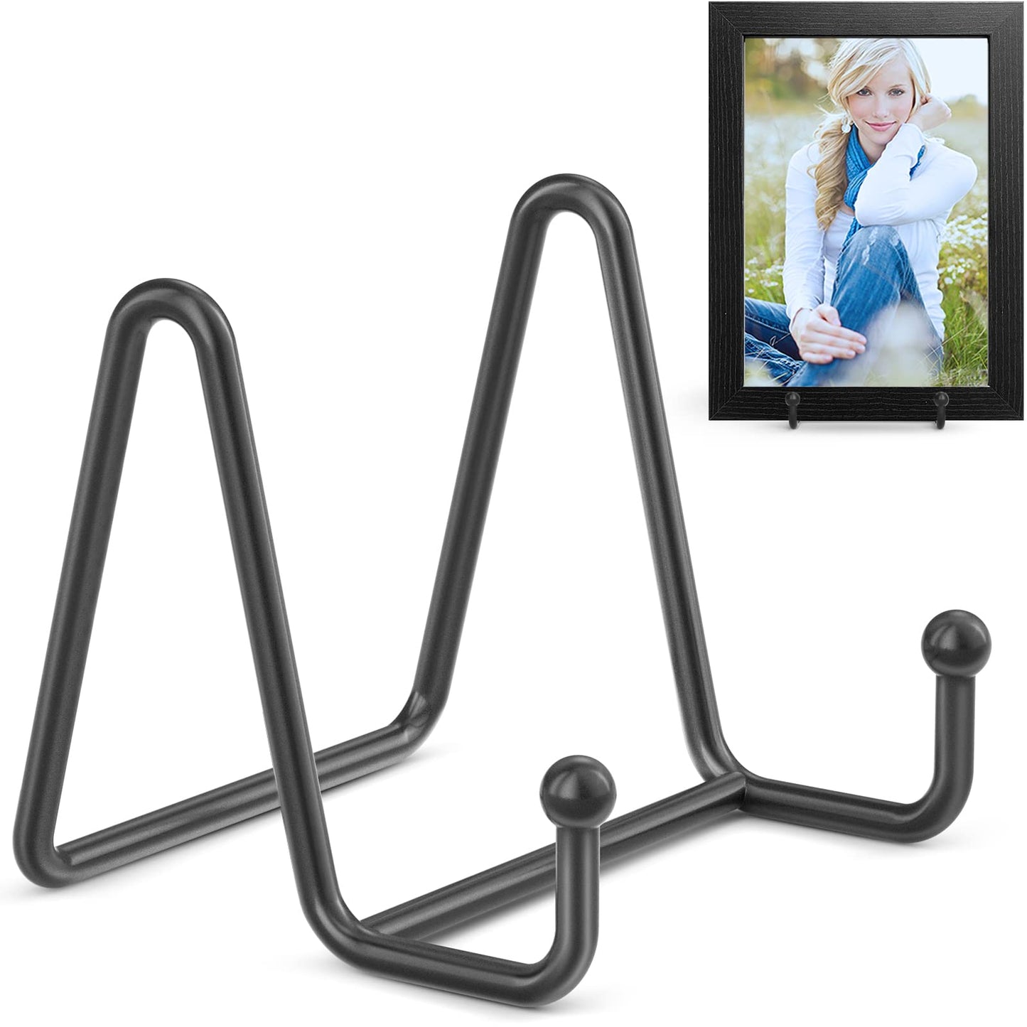 TR-LIFE 4 Pack 3 Inch Small Display Stands - Plate Holder Stand for Picture Frame, Book, Photo Easel (Black)