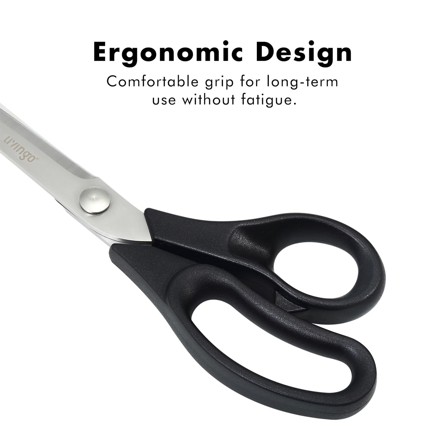LIVINGO 9.5” Fabric Shears, Black Handle Stainless Steel Heavy Duty Sharp Bent Sewing Shears for Sewing, Quilting, Crafting Cutting Cloth, Leather, Paper