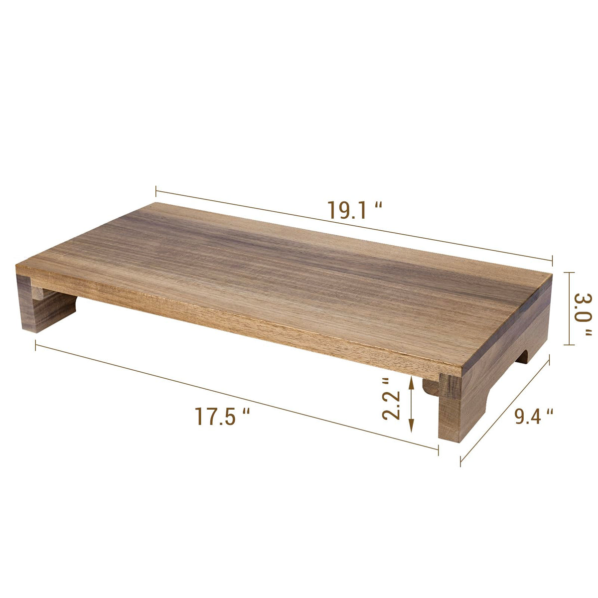 MyGift Premium Acacia Solid Wood Desk Monitor Stand, Laptop Riser & Keyboard Storage – Wooden Desktop Organizer for Screen Display and Workspace Organization
