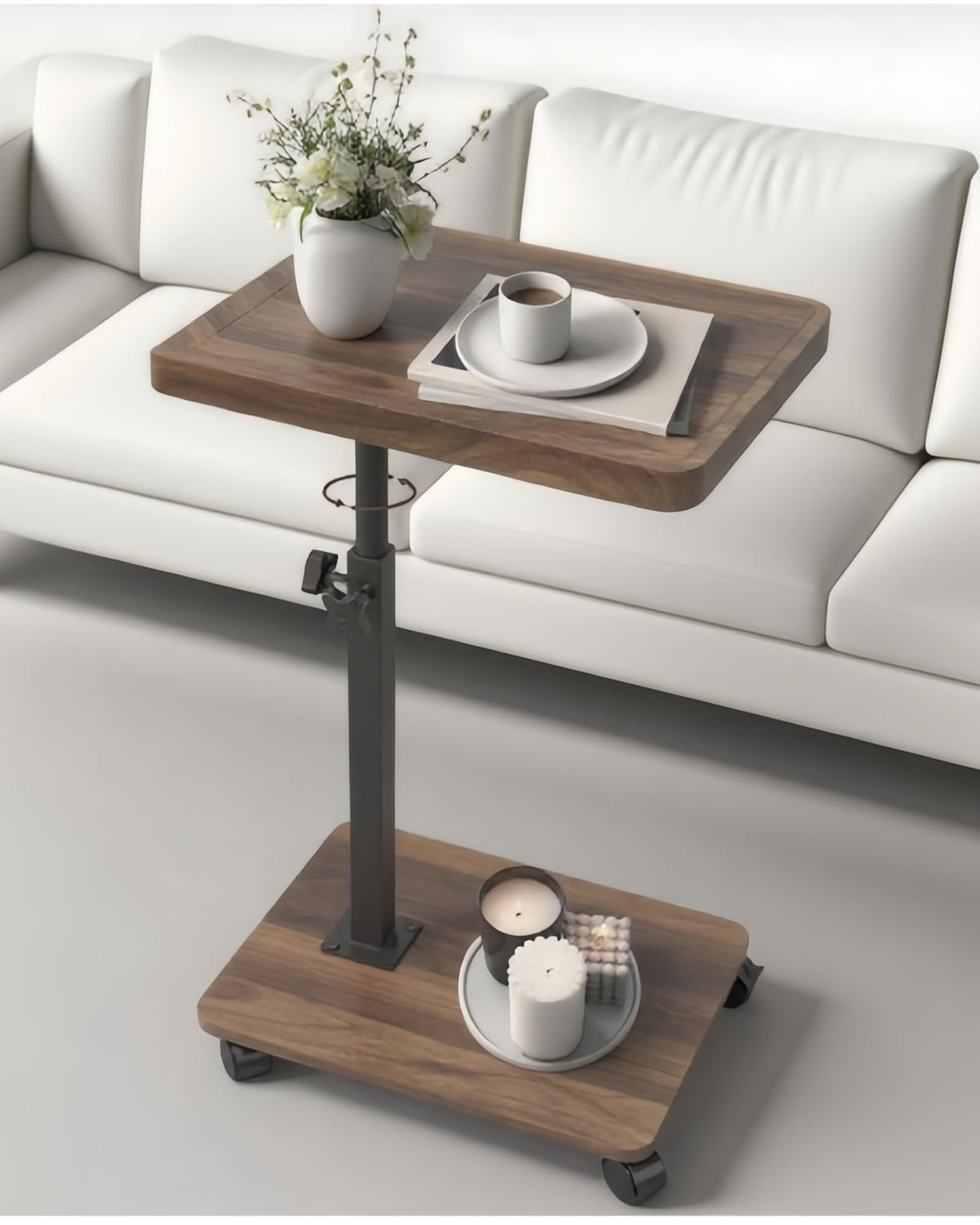 Xiyilike C Table Side Table End Table Adjustable Height，C Shaped End for Couch，Snack Tables,360°Swivel TV Tray Sofa Table， for Small Spaces，Side Tables Living Room and Bedroom for Sofa, Bed,Chair