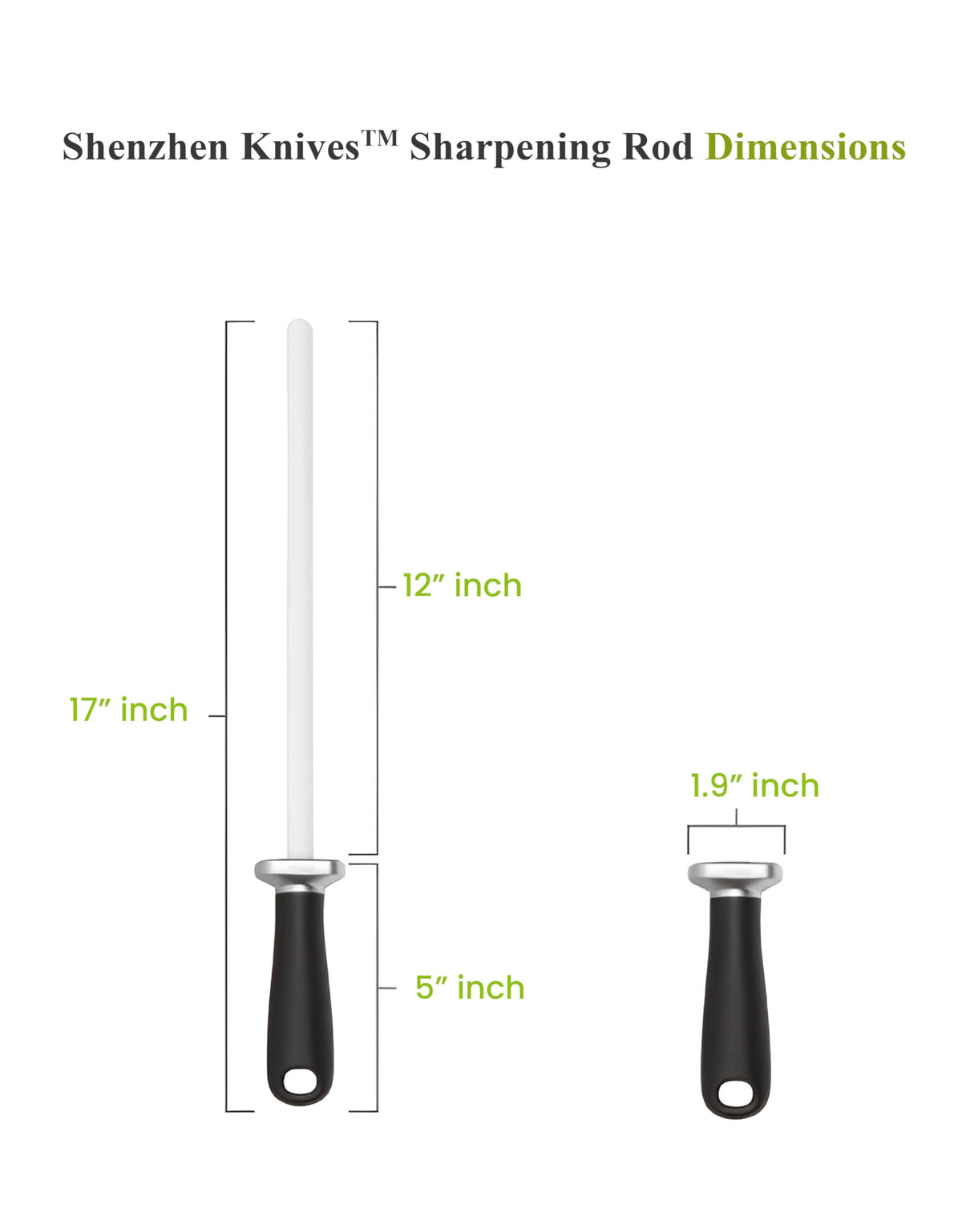 Shenzhen Knives White Ceramic Knife Sharpener Honing Rod: Best Professional Knife Sharpening Tool.12 Inch Honing Stick, Ceramic Honing Rod for Chef's Knife and Kitchen Knife
