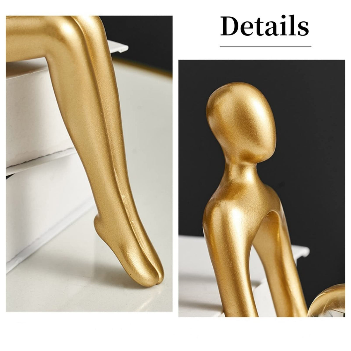 Prettidecor Gold Home Decor Thinker Statue Accents, Set of 3 Thinker Sculptures Office Decor Modern Abstract Resin Decoration on Shelf Table Desk for Living Room Office Bedroom (Large Gold)