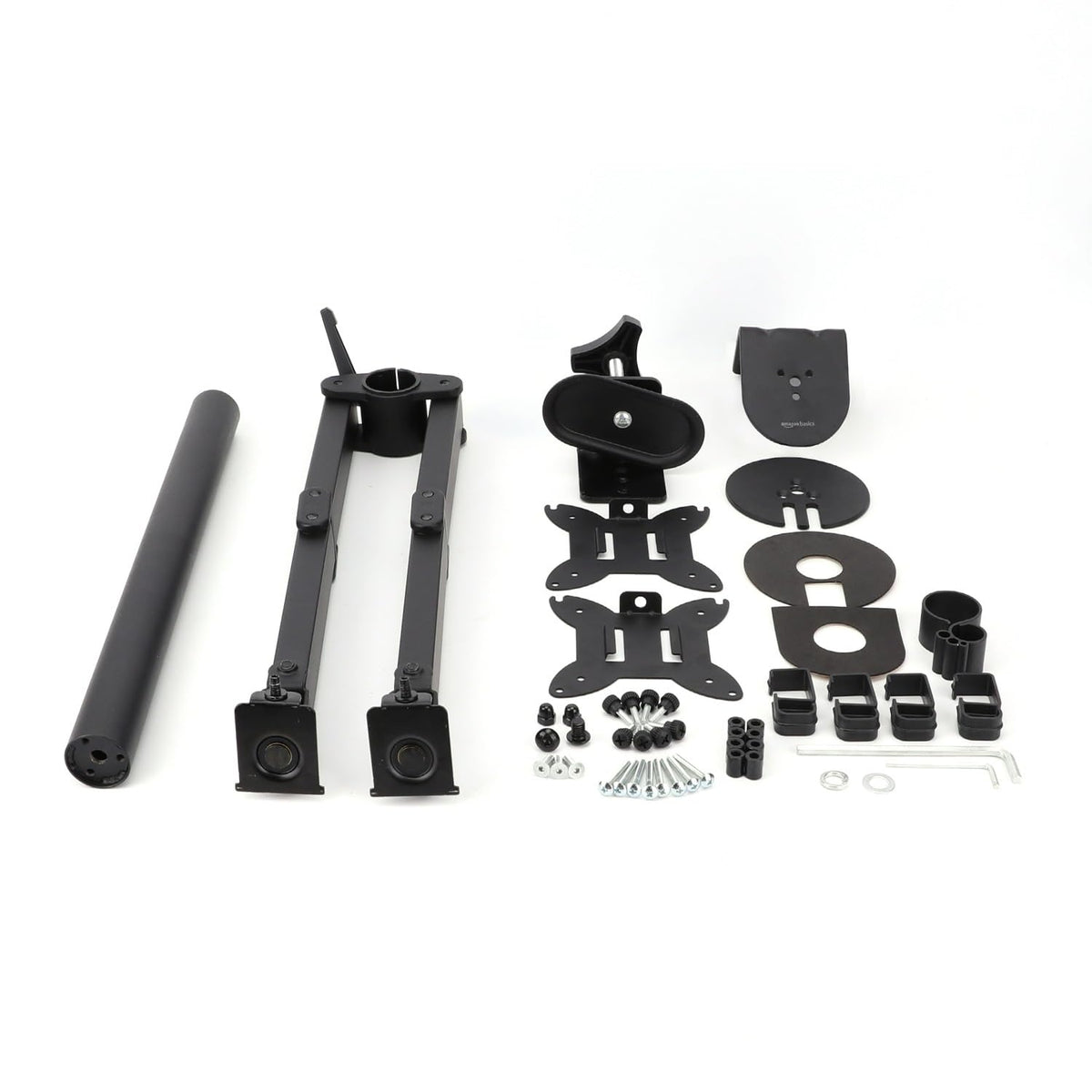 Amazon Basics Adjustable Dual Monitor Desk Mount, Holds up to 32" Monitors, Black