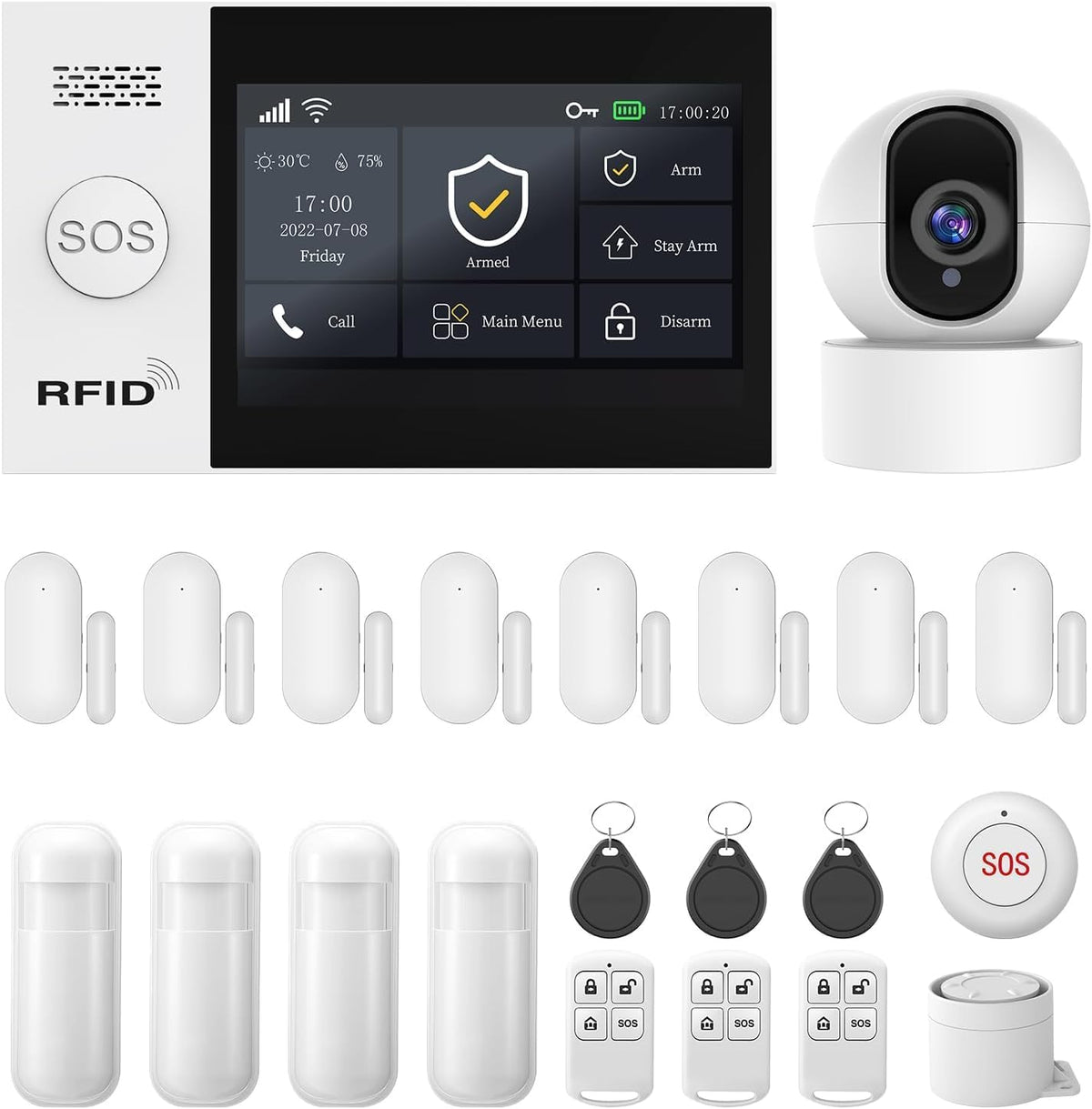 PGST Wireless Home Alarm System with HD Security Camera,DIY Expandable Door Alarm Sensors,4G GSM/Tuya App Instant Alerts,Compatible with Alexa for Apartment,No Monthly Fee