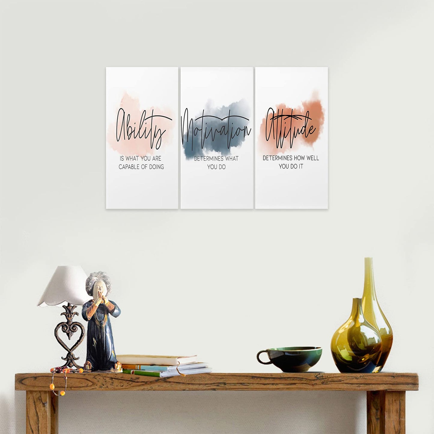 3 Piece Inspirational Canvas Wall Art, Quotes Motivational Mindset Print Pictures for Office Wall Decor, Triptych Entrepreneur Poster Framed Artwork for Women Men Home Decor Ready to Hang (36"Wx18" H)