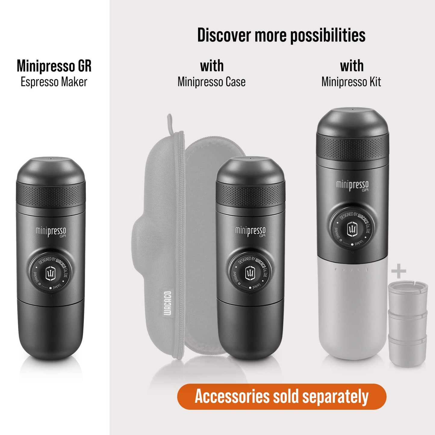 Wacaco Minipresso GR, Portable Espresso Machine, Compatible Ground Coffee, Hand Coffee Maker, Travel Gadgets, Manually Operated, Perfect for Camping, Hiking