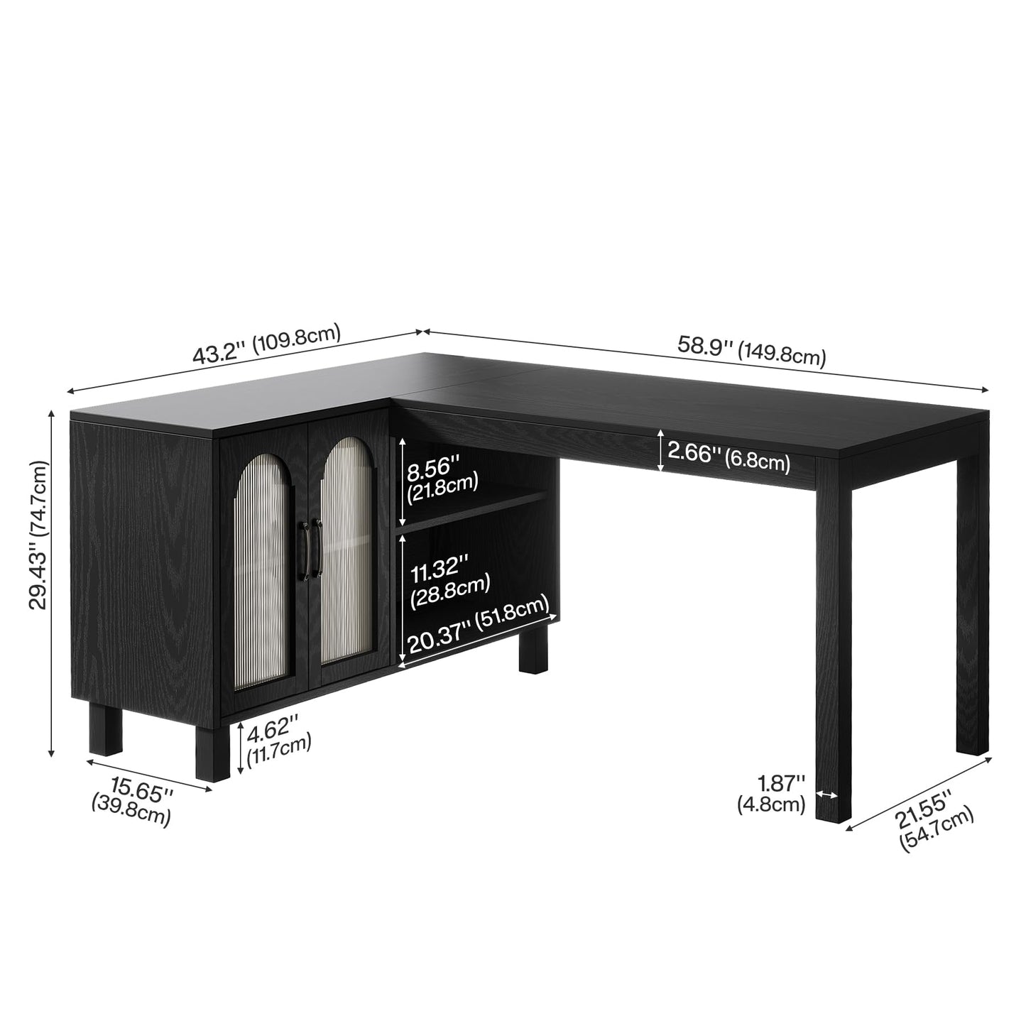 Tribesigns 59" L Shaped Desk with File Cabinet, Executive Office Desk with Storage Shelves, Modern Wood Computer Desk, Coner Writting Desk for Home Office, Work, Study (Black)
