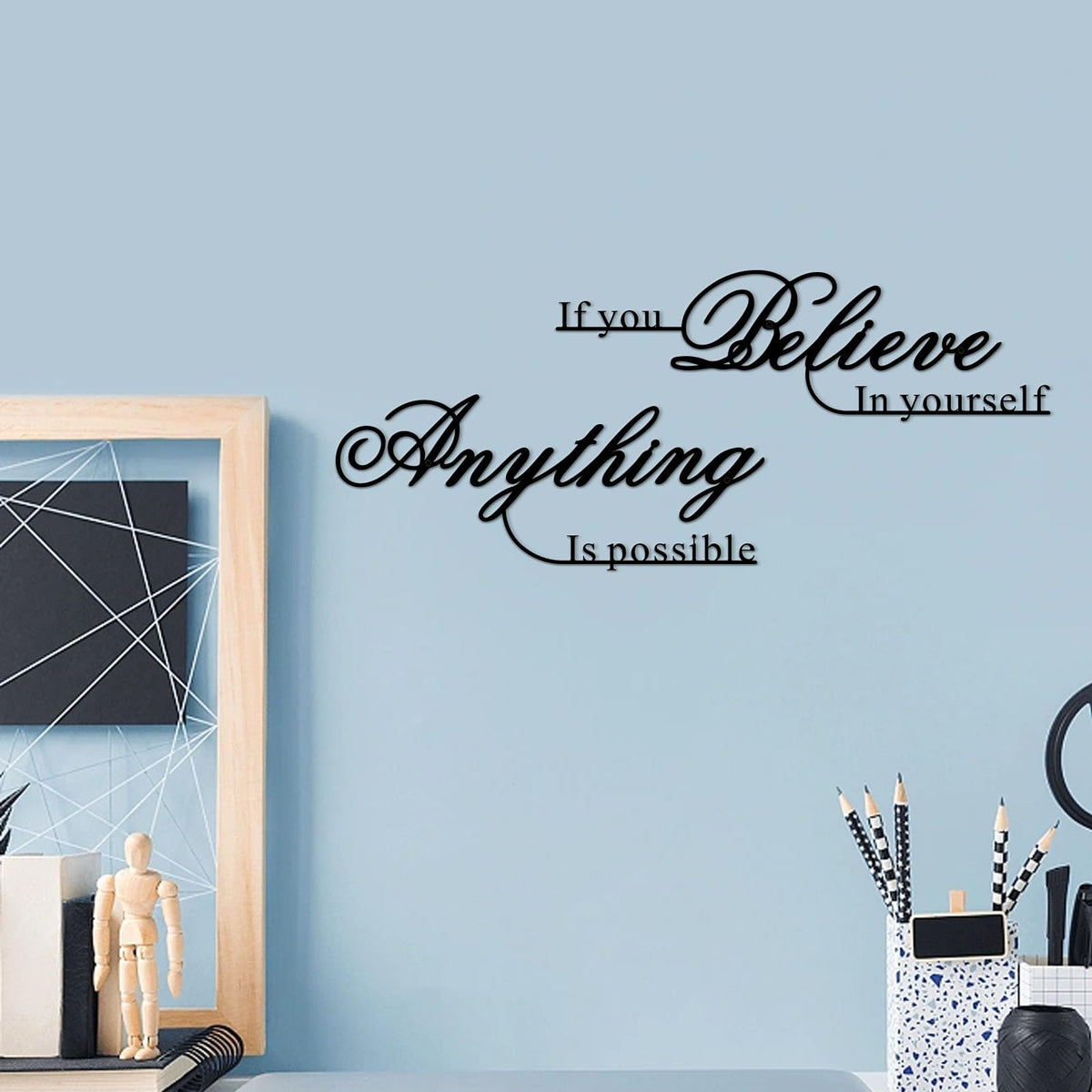 Resama If You Believe in Yourself,Anything is Possible Wall Art Decor 2 Pcs Metal Inspiration Encouragement Wall Art Sayings Black Inspirational Quotes Hanging Decoration
