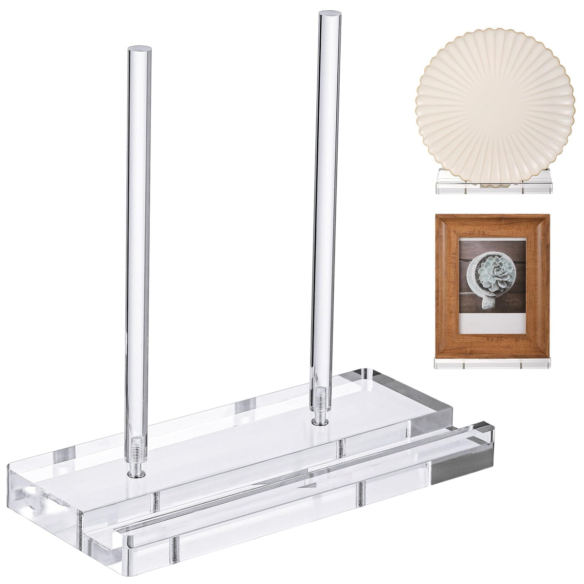 CroBlissful Tabletop Acrylic Display Stand Clear Easel Acrylic Book Display Holder Artwork Storage Rack for Picture Plate Frame Albums Record Magazine Tablet Canvas Board(Clear,7.8 x 3.5 x 7.8 Inch)