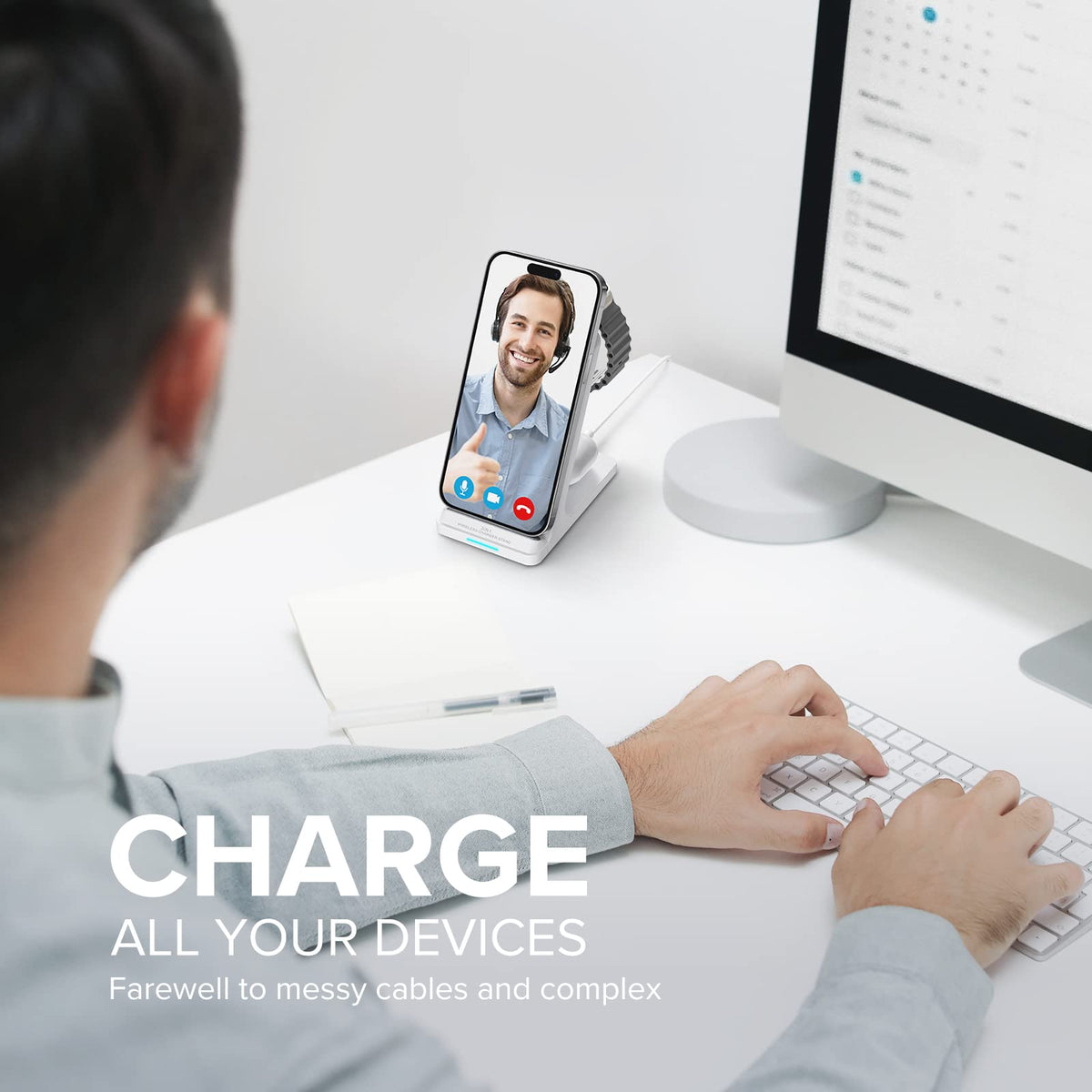 Wireless Charging Station, 3 in 1 Fast Wireless Charger Stand for Multiple Devices Apple Watch Ultra Series 11 10 9 8 7 6 SE 5 4 3 2, iPhone 17 16 15 14 13 12 11 Pro Max/Plus/Air/X/XS/XR/SE, Airpods