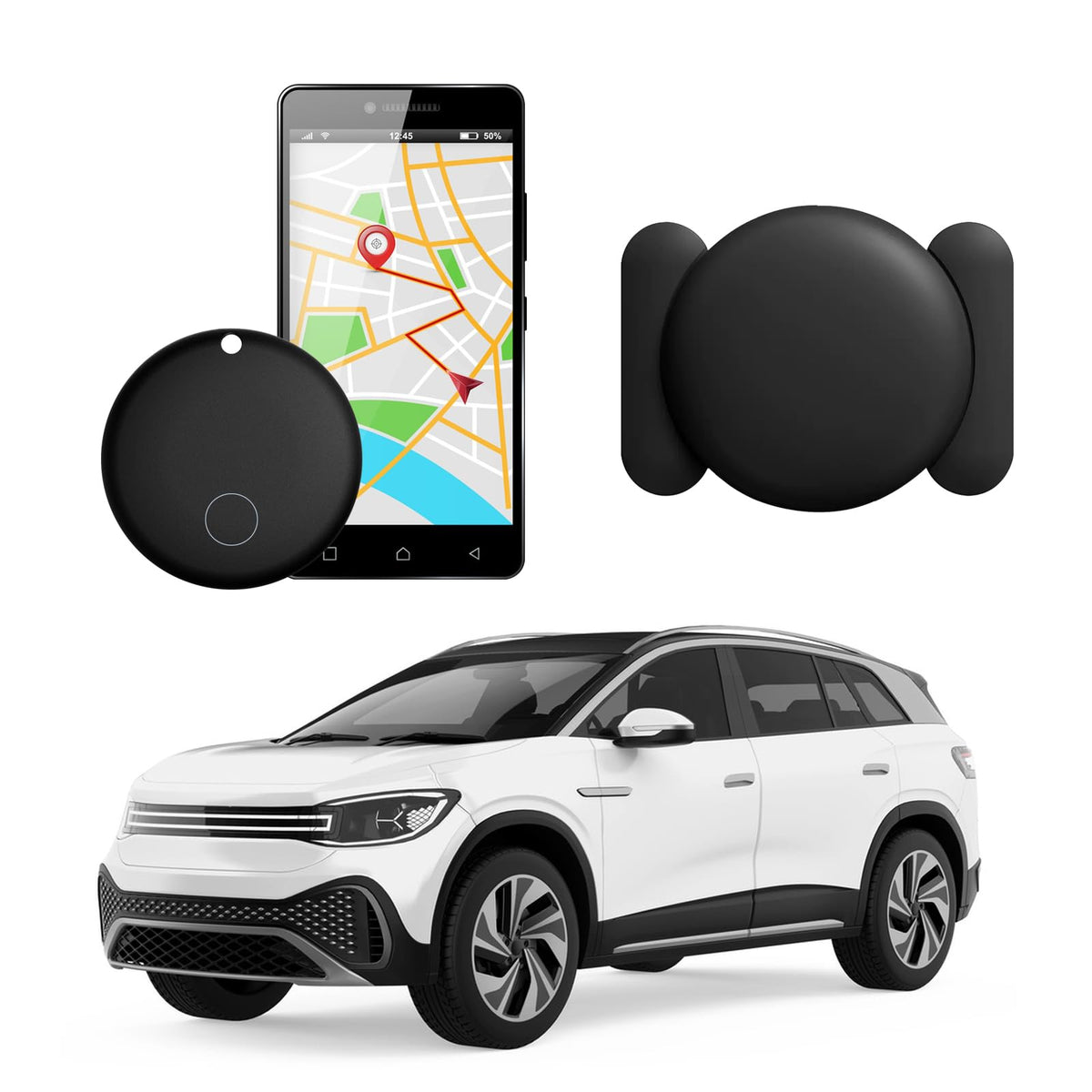Frylaa GPS Car Tracker 2025,Mini GPS Tracker for Vehicles,Hidden Real-timeTracking with Magnetic Case for Motorcycle/Truck,Work with Find My(iOS Only),No Subscription/No Monthly Fee/No SIM Card-Black