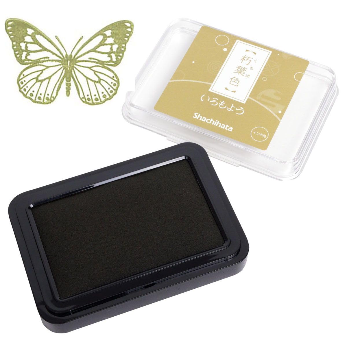 IROMOYO Stamp PAD, Traditional Japanese Ink Colour, Oil-Based Ink pad - OCHER Green