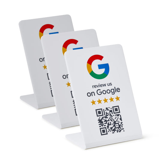 ProsperQR - Google Review Stand - NFC & QR Code, Easy Setup, For All Businesses (3-Pack)