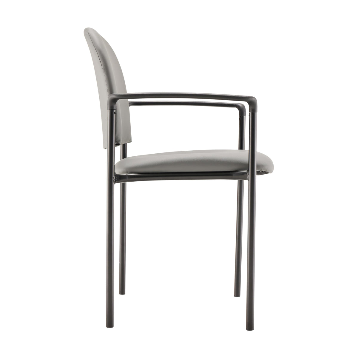 Flash Furniture Tiffany Side Reception Chair with Armrests, Stackable Vinyl Waiting Room Chair for Commercial or Residential Use, Gray