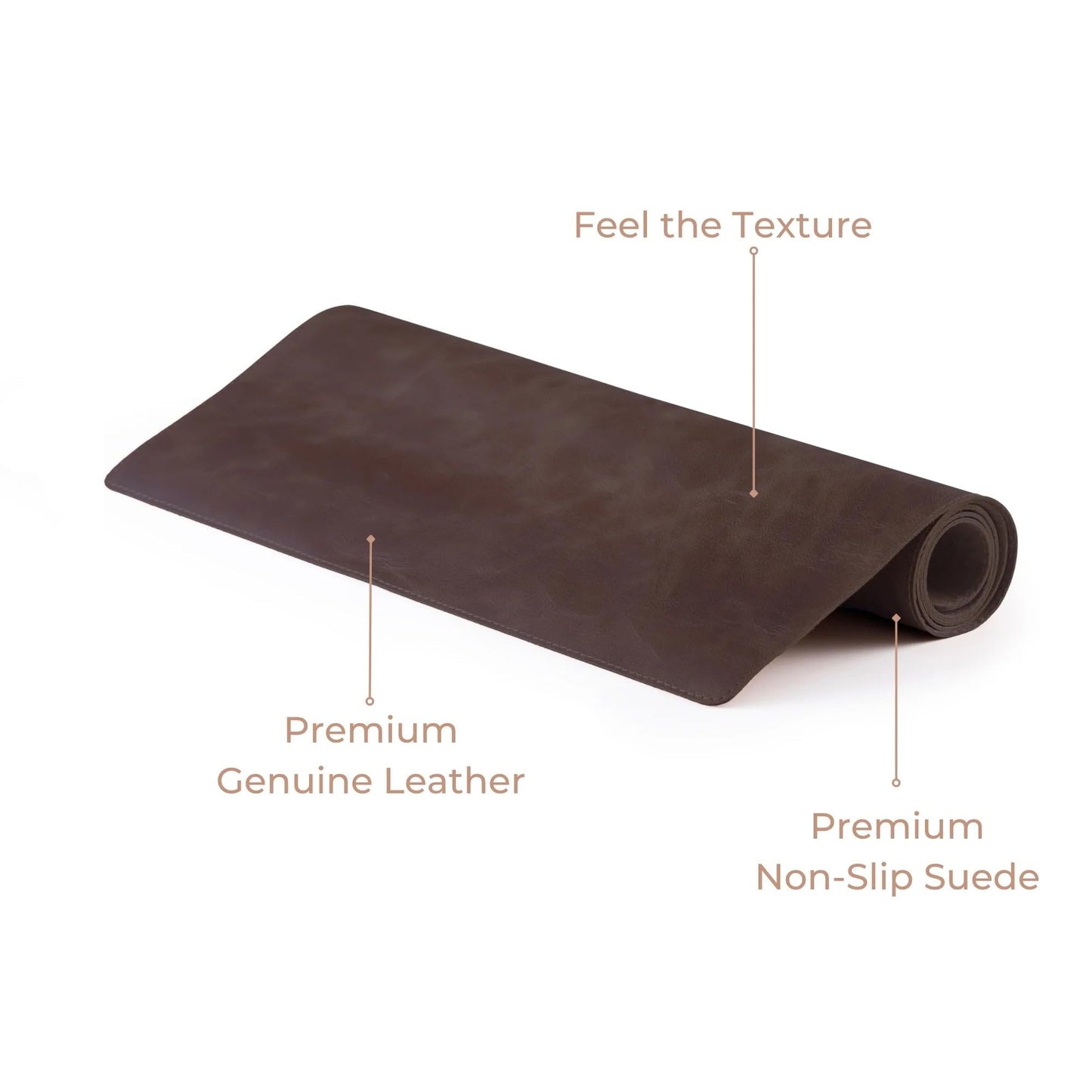 Node Leather - Genuine Leather Desk Mat (32" x 16"), Desk Organizer & Cup Coaster - Leather Office Set - Premium Handmade Office Accessories for Elegant Workspace - Dark Brown