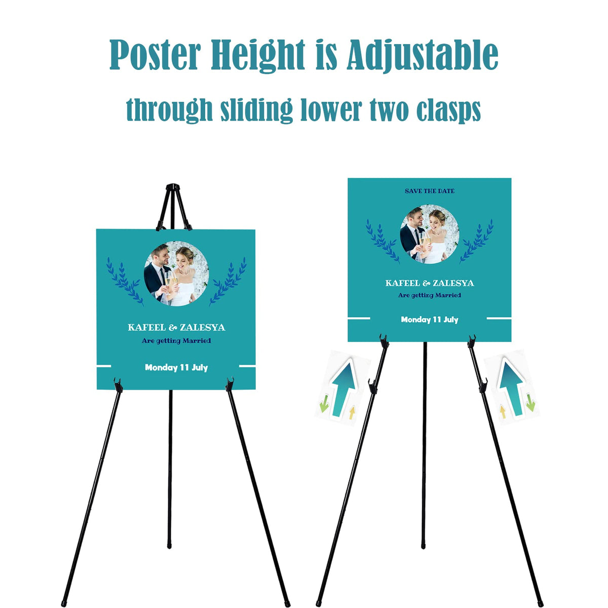 JIUYE 63" Instant Easels Stand for Wedding Sign & Posters,Adjustable Metal Easels for Display Painting Canvas,Folding Tripod with Portable Bag by JoyYeux,Black 3Pack