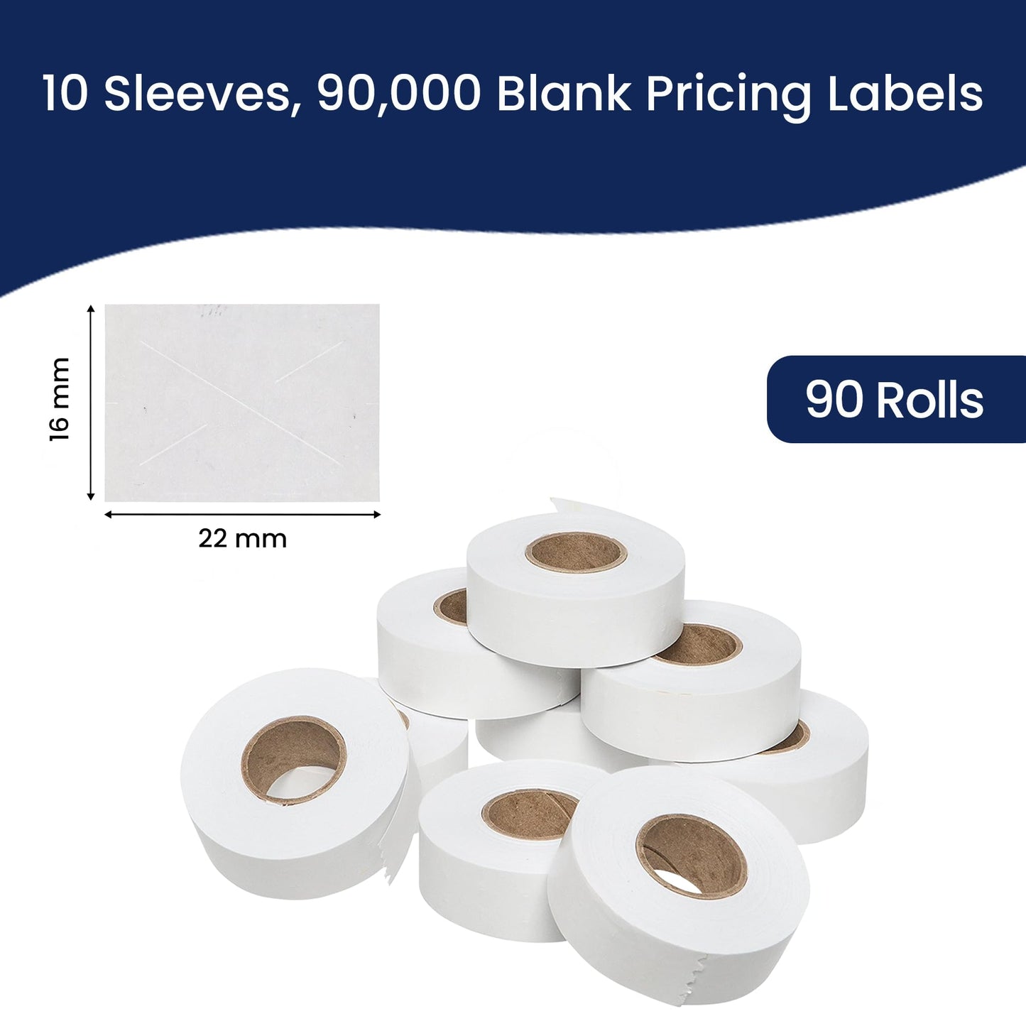 Perco White Garvey 2216 Pricing Labels for Garvey 22-66/22-77/22-88 Two Line Pricing Gun - 90 Rolls, 10 Sleeves - 90,000 Pricemarking Labels and 10 Inkers Included