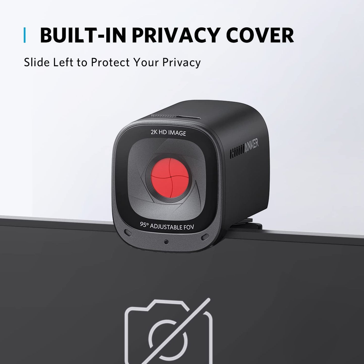 Anker PowerConf C200 2K Webcam for PC/Laptop/Mac, Computer Camera, Low-Light Correction, AI-Noise Canceling Mics, Adjustable Field of View, Built-in Privacy Cover, Stereo Mics, for Meeting