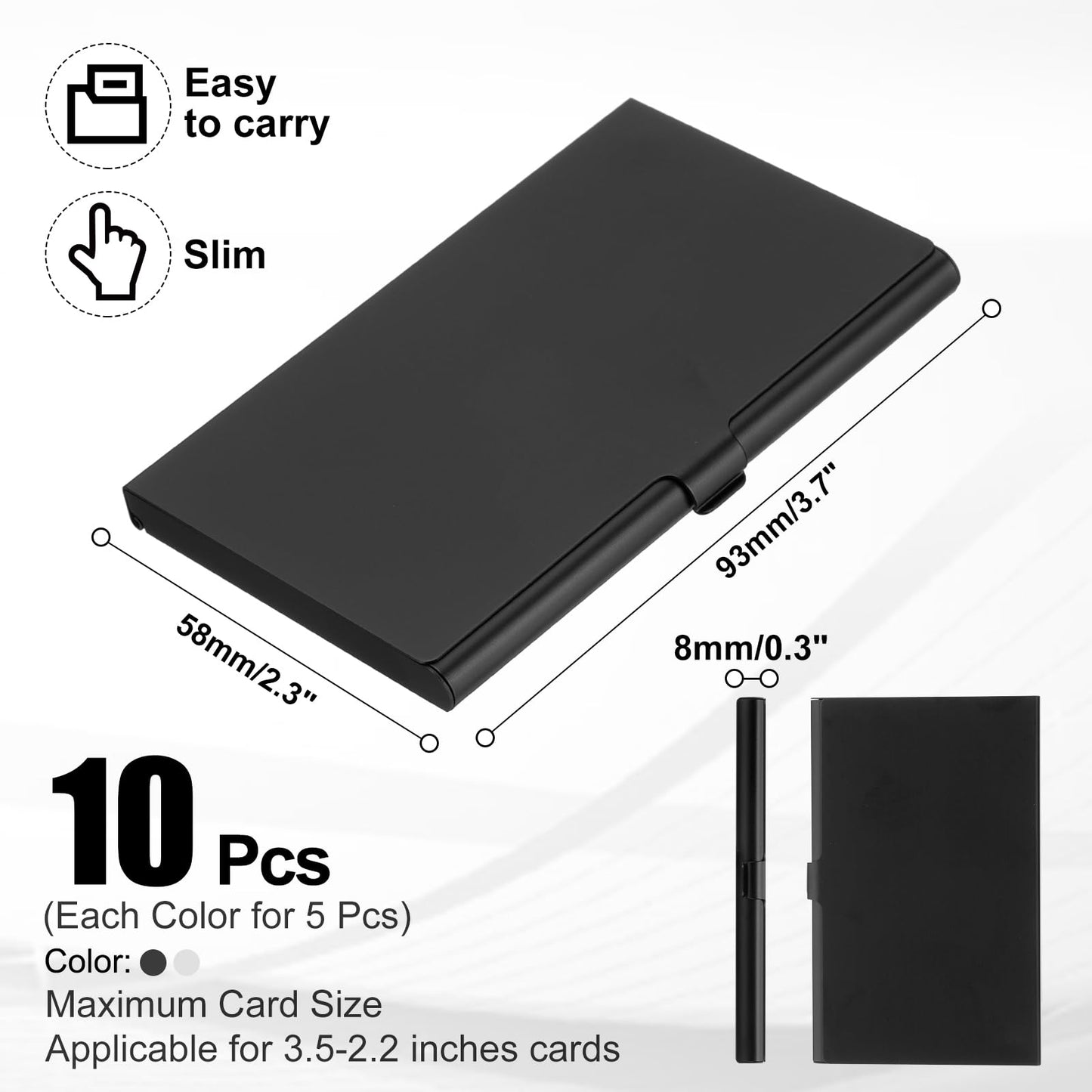 PATIKIL Business Card Holder, 10Pcs Aluminum Metal Card Case Professional Pocket Card Holder for Name Card Credit Card, Black Silver