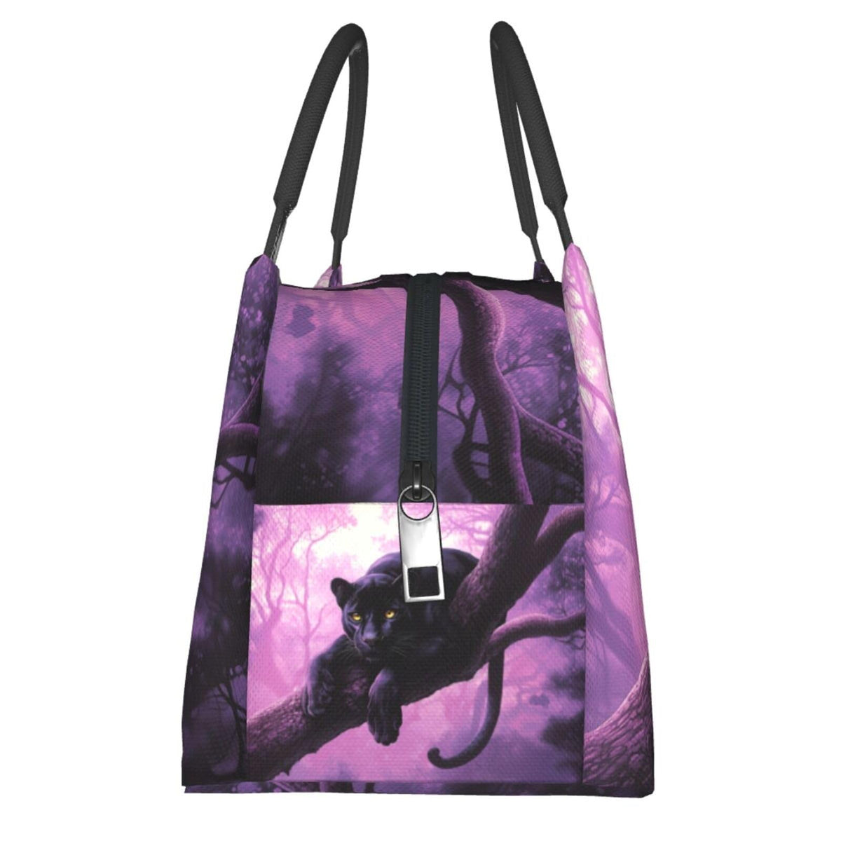 ainori Black Panther Insulated Lunch Box for Fantasy Lovers,Reusable Tote Bag with Mystical Forest,Portable Lunchbox Handbag,Makeup Bags Organizer Gifts for Work Office Travel Picnic,11x6.3x6.7in