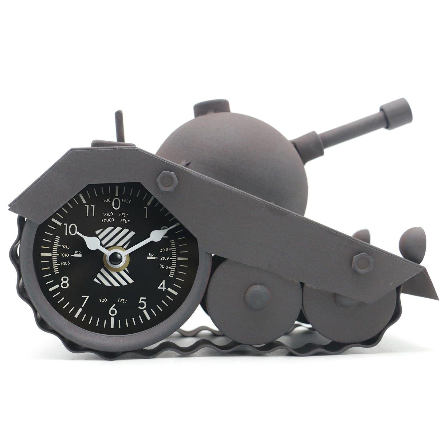 AOROTOE Army Tank Desk Clock for Men - Military Veteran Gifts, Silent Non-Ticking Metal Tank Sculpture, Man Cave Office Desk Decor Handcrafted 8.6×5.1 Inches