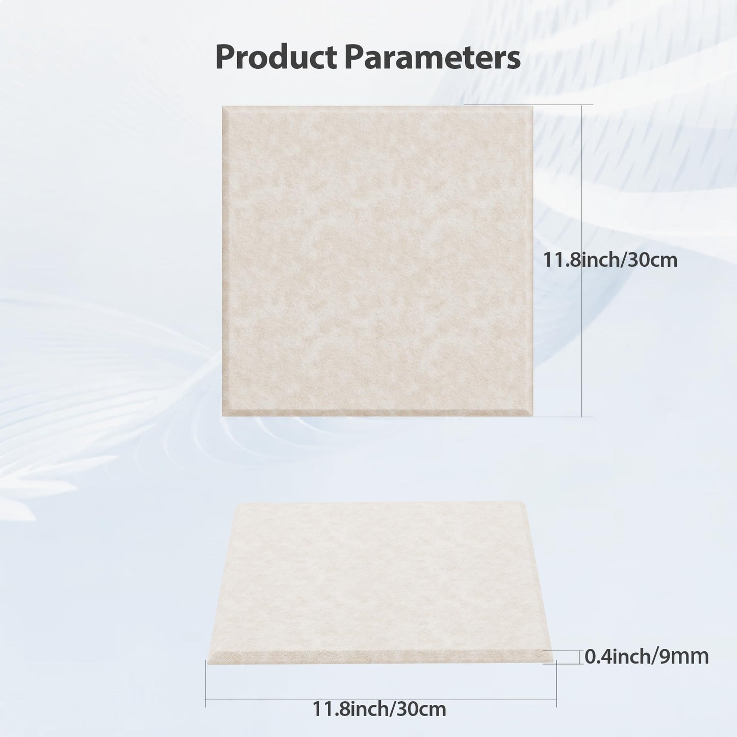 Amantech 12 Pack Acoustic Panels Self Adhesive Sound Proof Foam, High Density Sound Acoustic Panel, 12X12X0.4 Inch Square Panels in Home, Office, Reccording Room, Studio,and more(Beige)