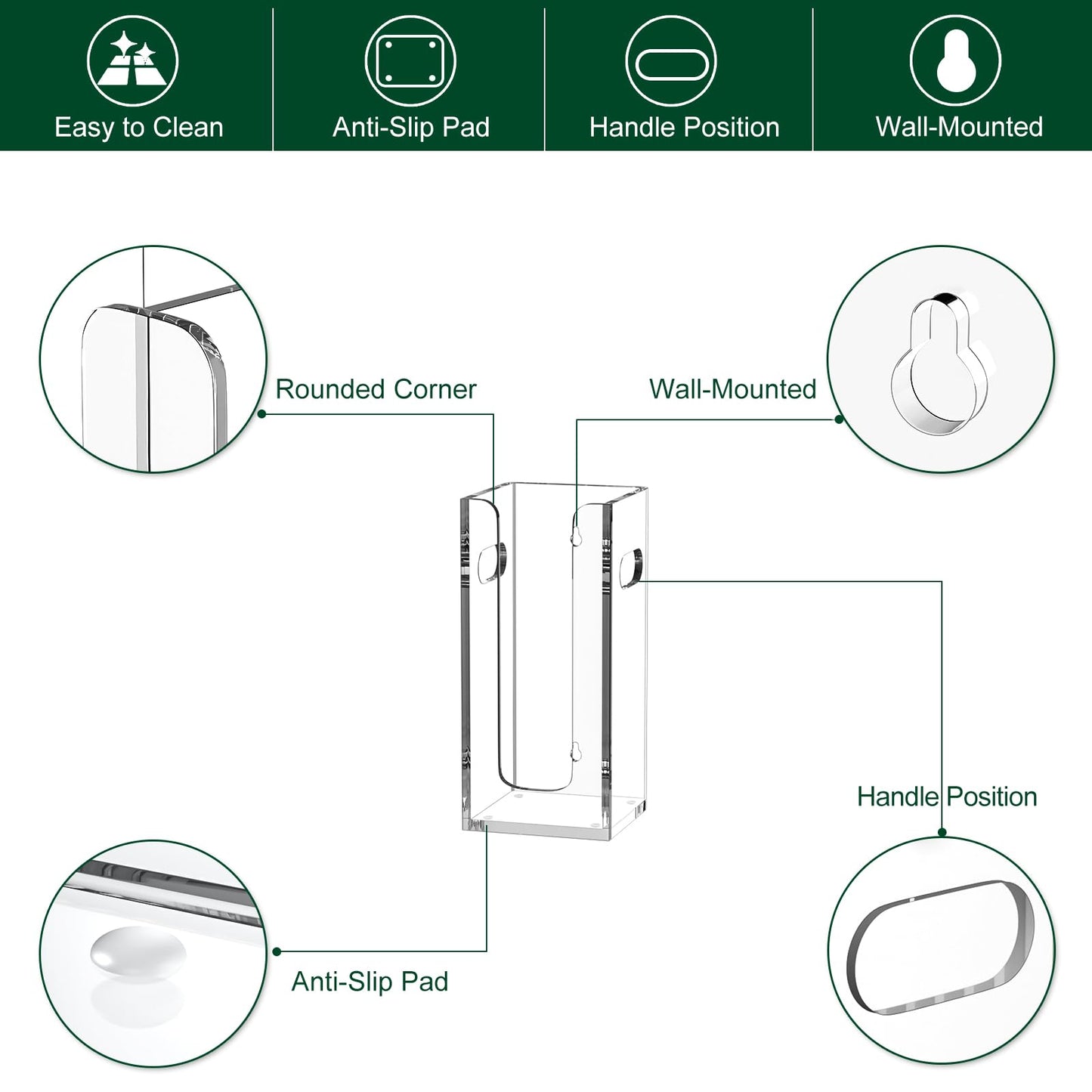 BOSSCASA Disposable Coffee Cup Dispenser with Handles, Countertop or Wall Mount Hot/Cold Drink Cup and Lid Holder - Bathroom/Kitchen/Office Acrylic Cup Lid Storage Organizer (1 Compartment, Clear)