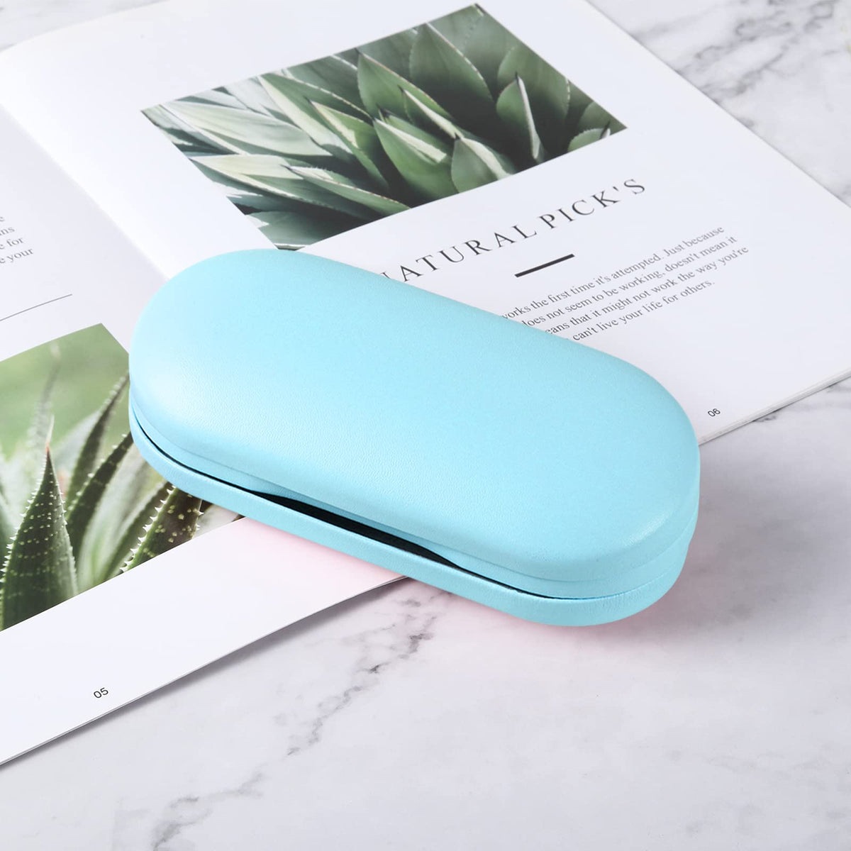 AITIME 2 in 1 Double Sided Portable Contact Lens and Eyeglasses Case - Marbling, Multifunction, Durable, Compact, Portable Storage Kit