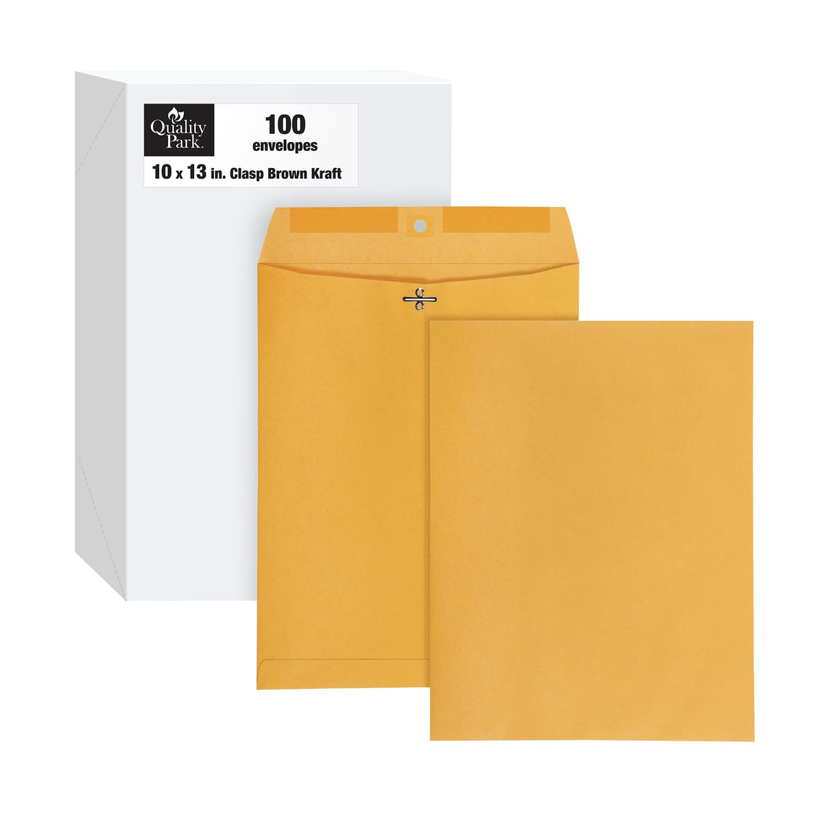 Quality Park 10" x 13" Clasp Envelopes, Heavy 32 lb Brown Kraft, Gummed Flap, 100/Box (QUA37797)