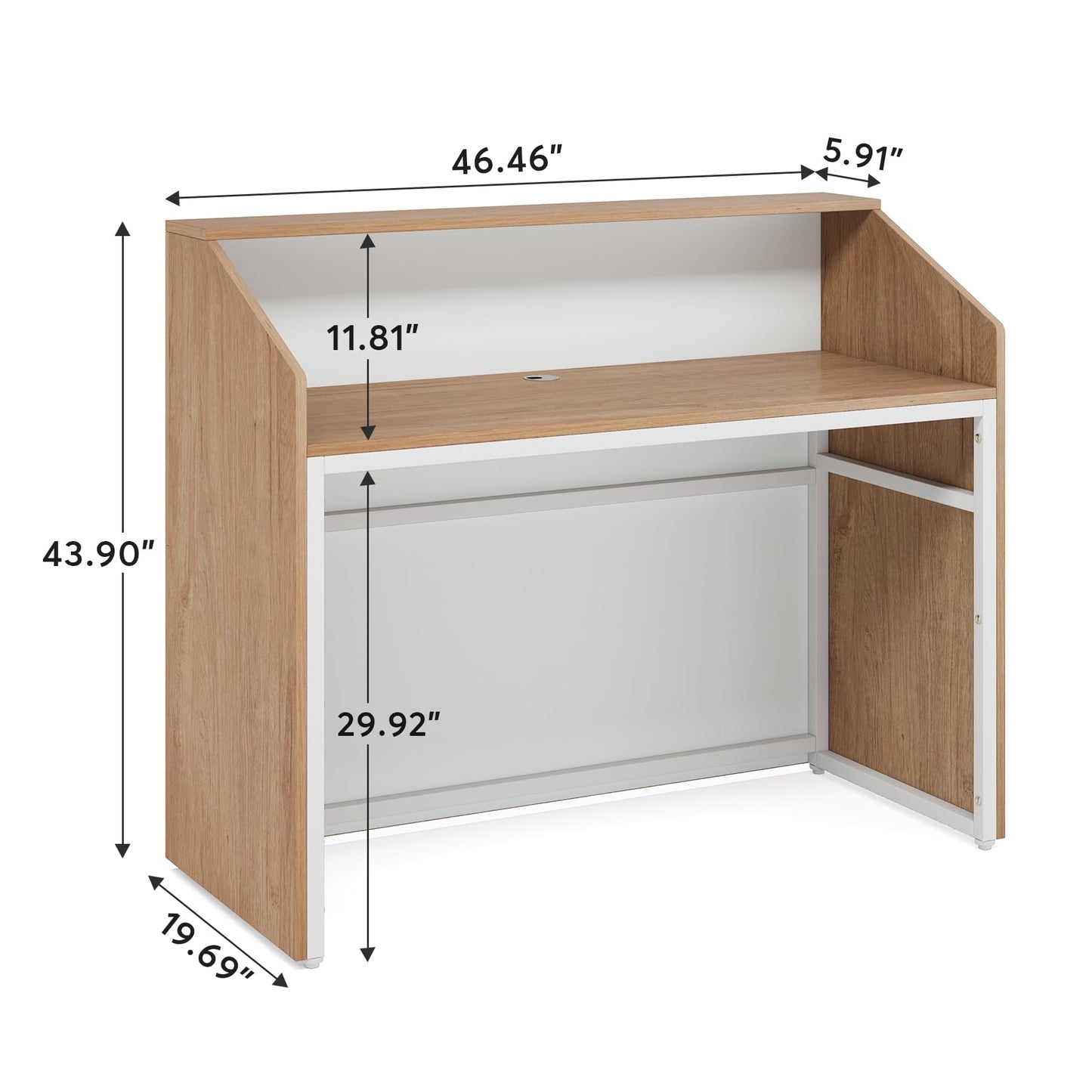 Tribesigns Reception Desk with Counter, Modern Front Desk Reception Room Table with Cable Grommet, 47 inch Retail Counter for Checkout, Lobby, Beauty Salon, Home Office Desk, Oak