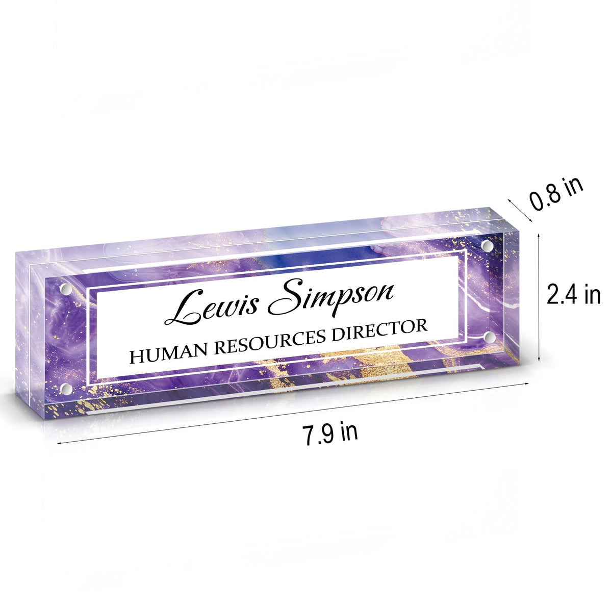 HETOOSHI Desk Name Plate Personalized, Desk Double sided pattern Name Plate Personalized Office Desk Decor for Women and Men , Teacher Nurse Boss Employee Appreciation Gifts (Purple marble, fixed pattern)