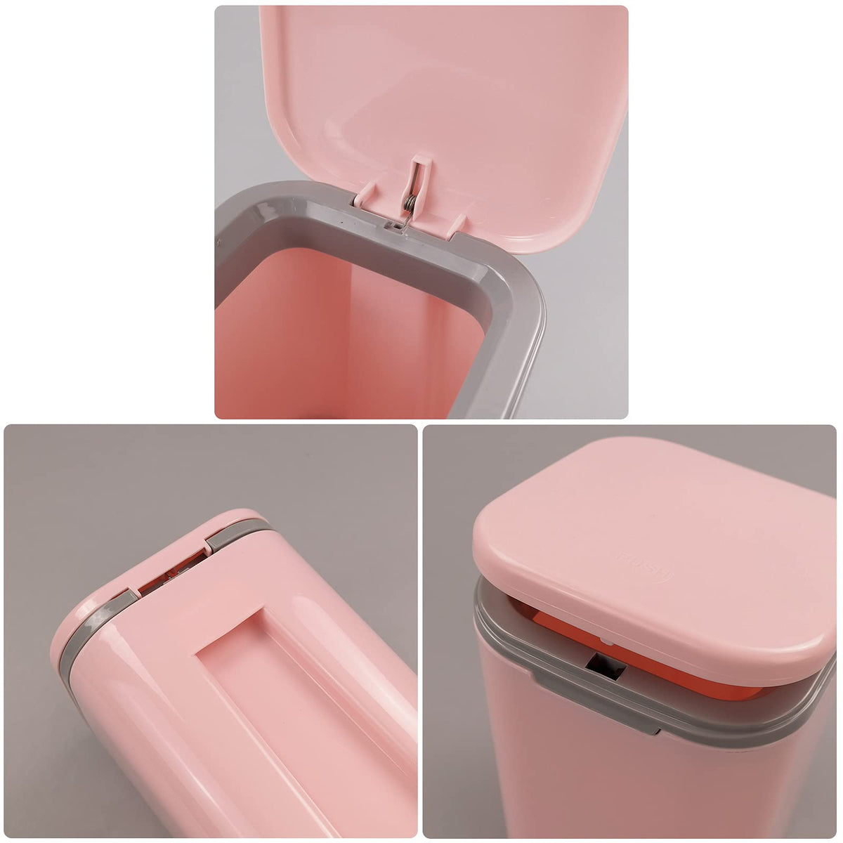Morcte 0.5 Gallon Tiny Trash Can, Mini Desktop Garbage Can with Push Button Lid, Pink