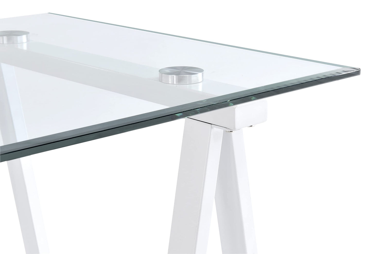 OSP Home Furnishings Middleton 47 Inch Desk with Clear Beveled Glass Top, White Base