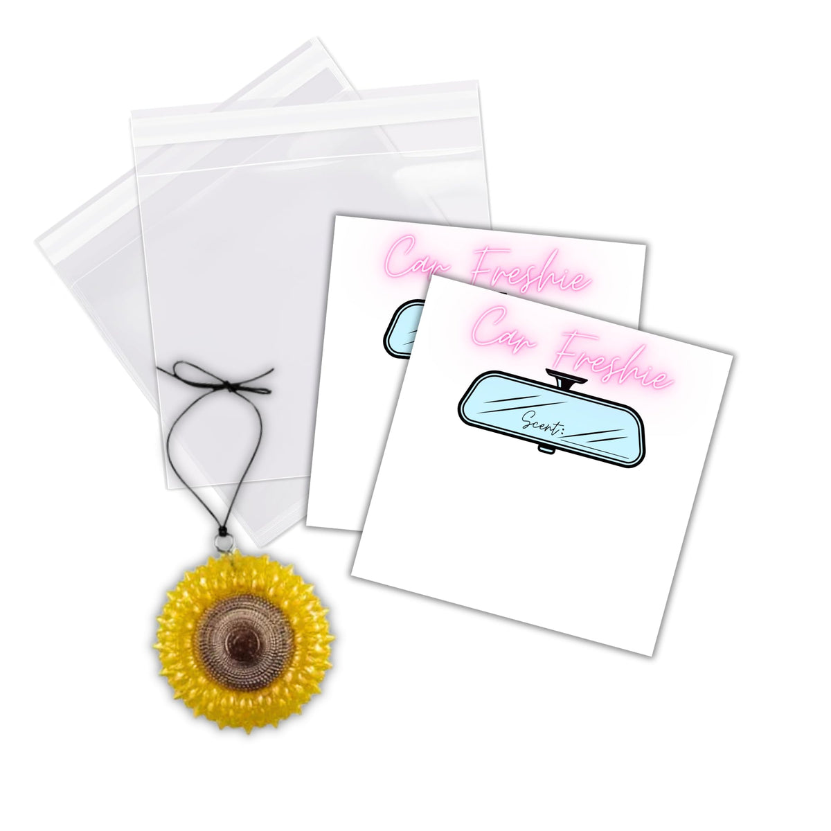 Freshie Bag Cardstock Insert 30pk 5.6x5.6” Ideal for 6” Square Holographic Bags White Minimalist Rounds Packaging with Care Instructions for Client Cards