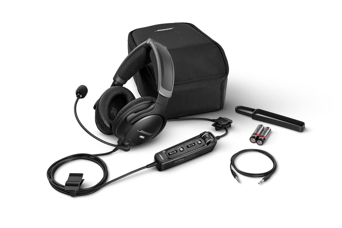 Bose A30 Bluetooth Aviation Headset - Lightweight Comfortable Design, Adjustable ANR and Noise Cancelling Microphone, [Dual Plug] – Black