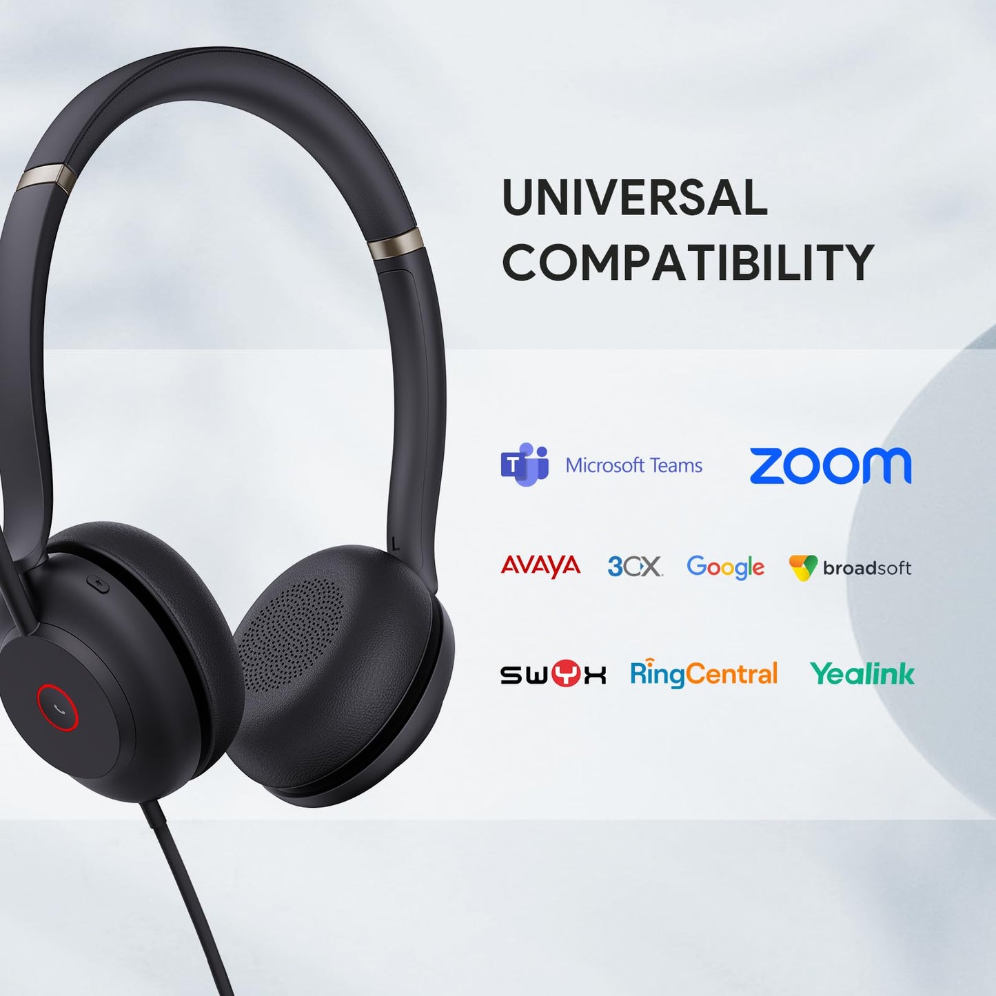 Yealink UH37 USB Headset with Noise Cancelling Microphone,Wired Headset for PC Laptop,Teams Certified,USB-A/C Cable,Works with Zoom and Other Leading UC Platforms
