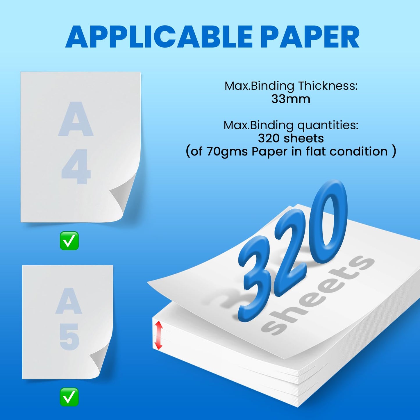 Mxmoonant Thermal Binding Machine, Max.320 Sheets for A4 A5, Compact with Cooling Position, Plus 5 Binding Covers(Letter Size), Ideal for Offices, Schools, and Home Projects
