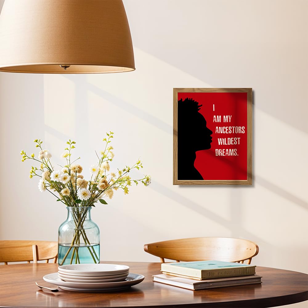 Motivational Black Wall Decor FRAMED - African American Art - Inspirational Quotes Wall Art for Boys Bedroom, Teens Room, Living Room, Office - Gift for Men, Afro Americans - 8x10 Black Power Poster
