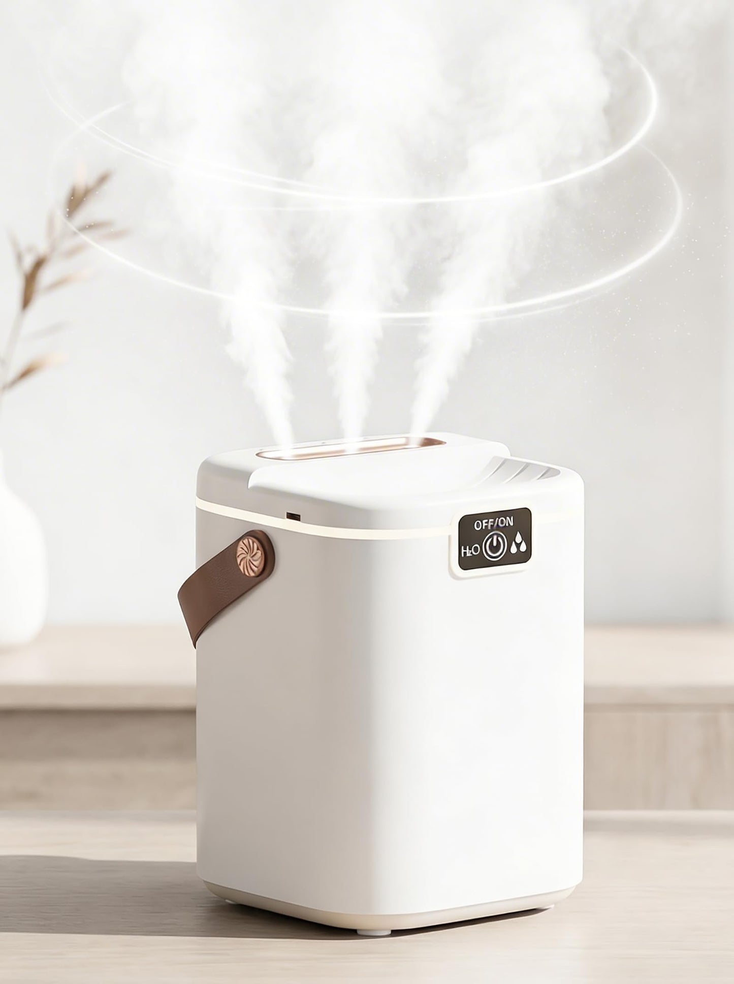 2L Cool Mist Humidifiers for Bedroom, 3 Nozzles Quiet Small Humidifier with 4 Mist Modes, Top Fill Desktop Personal Humidifier with Night Light & Auto-Shutoff, Portable USB Powered for Office, Plants