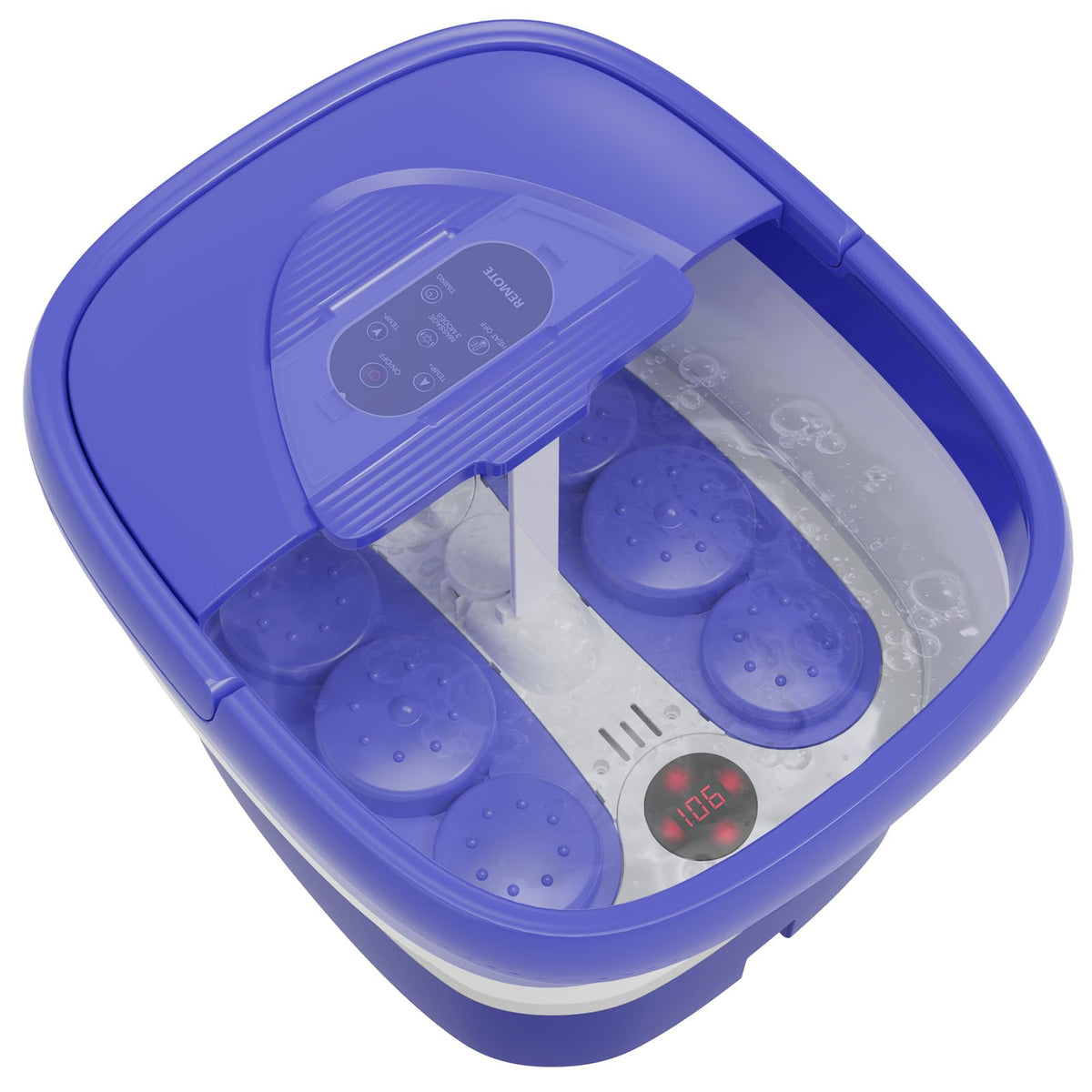 Collapsible Foot Spa with Heat and Remote, Heated Foot Bath Massager with Timer, and 24 Motorized Shiatsu Massage Balls, Foot Soaking Tub Supports Hot/Cold Water Soaking