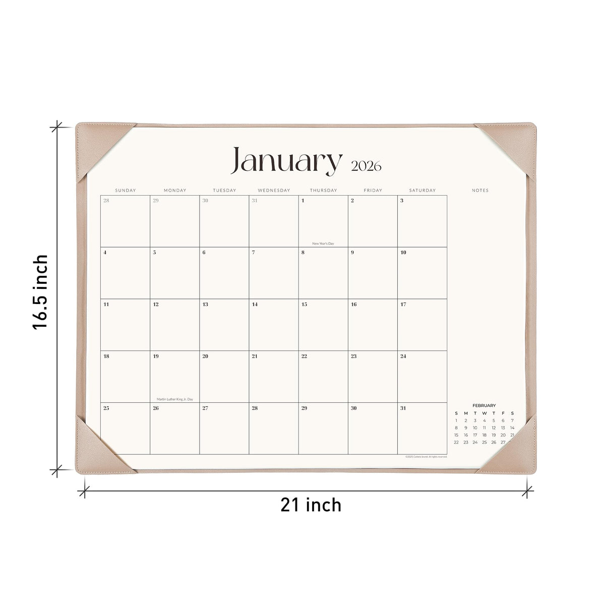 Simplified Desk Calendar 2026 with Desktop Mat, Cabbrix Large Desk Pad Calendar 21" x 16-1/2" Runs From January 2026 to June 2027, Desk Blotter Calendar for Home School and Office (Apricot)