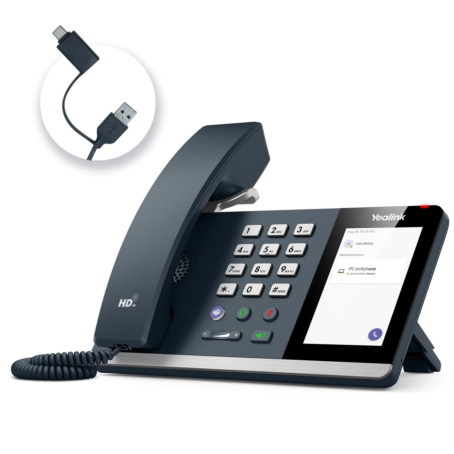 Yealink MP45 Microsoft Teams Certified USB Desk Phone | NOT SIP/VoIP Compatible | Plug & Play,Powered by Computer via USB-A/C | Dedicated Teams/Skype Device.