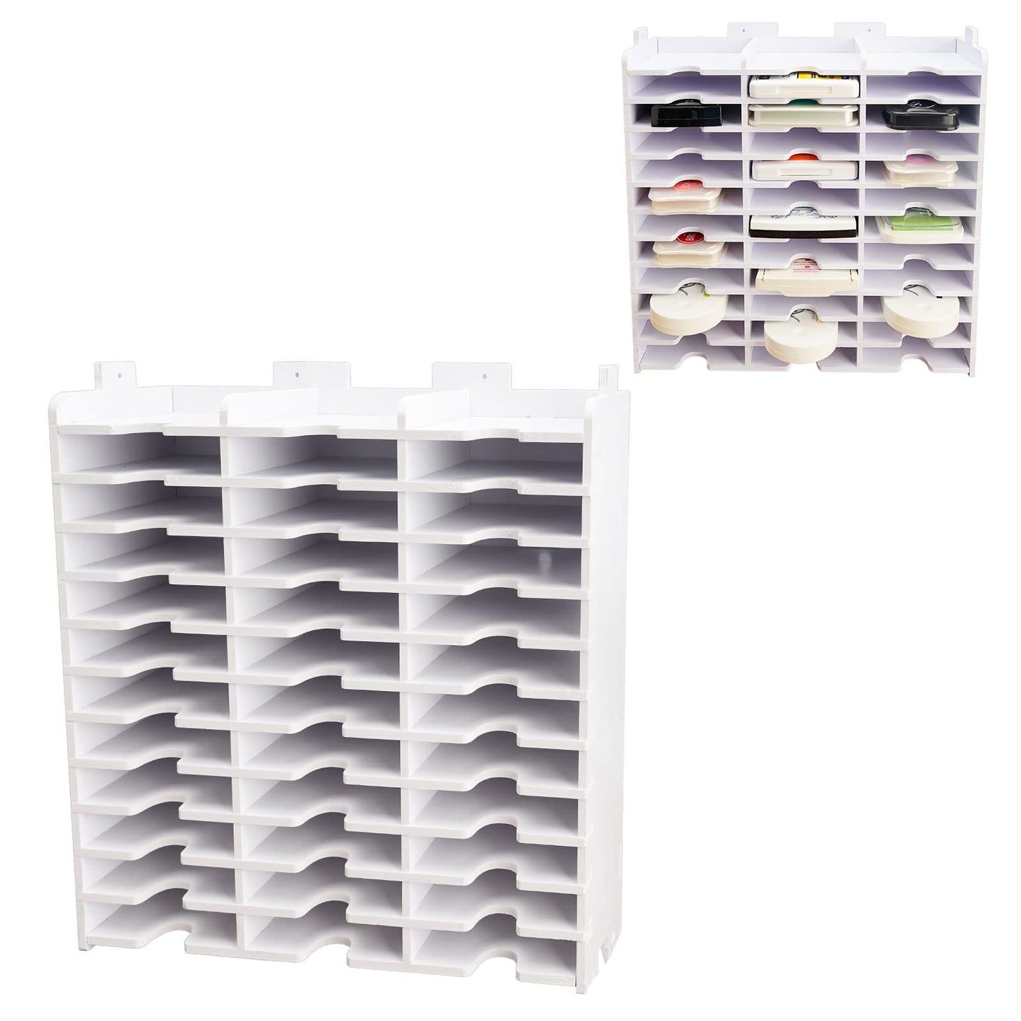 Sanfurney 36 Slots Ink Pad Storage Holder and Wall-Mounted Stamp Pad Organizer Rack for Standard Size Ink Pads, Stackable Christmas